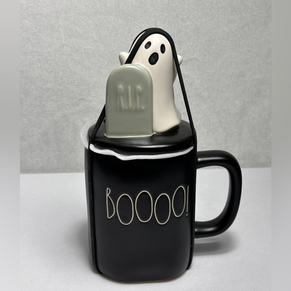 Rae Dunn Boo mug with ghost and tombstone lid- ceramic